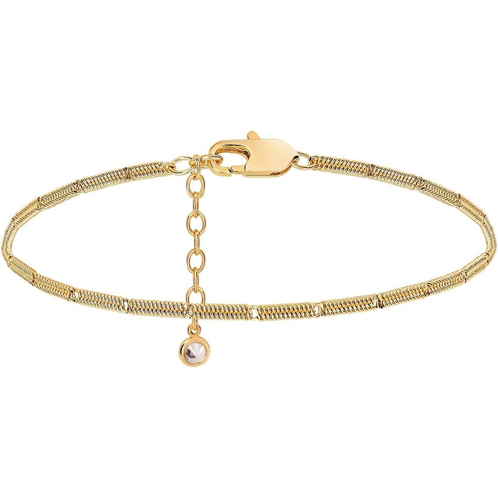 Gold Beaded Bracelets,18K Gold Plated Handmade Cute Satellite Diamond Cut Oval